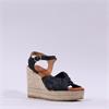 Wonders Anakena Espadrille Wedge - Black Leather